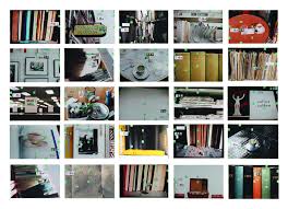 Moyra Davey, The Coffee Shop, The Library, 2011, 25 C-prints, tape, postage, ink, each 12 × 17.5 inches. Commissioned by The Museum of Modern Art, New York. Courtesy of the artist and Murray Guy, New York